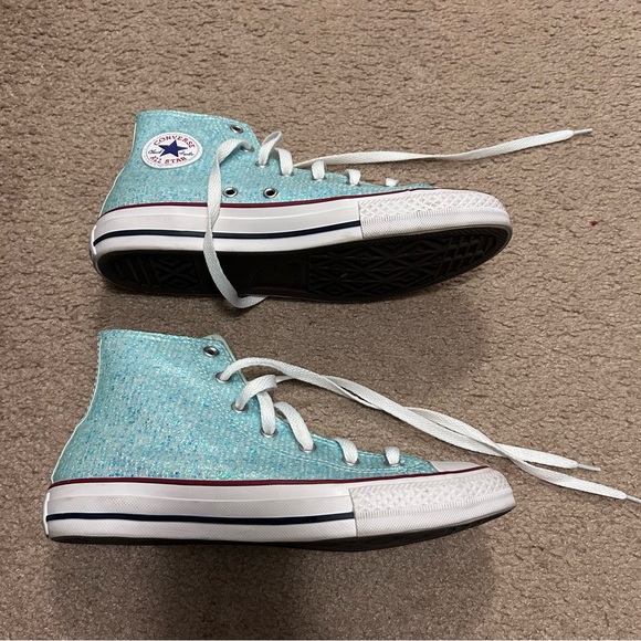 High Top Blue Sequin Print Chuck Taylor Converse - Picture 2 of 5